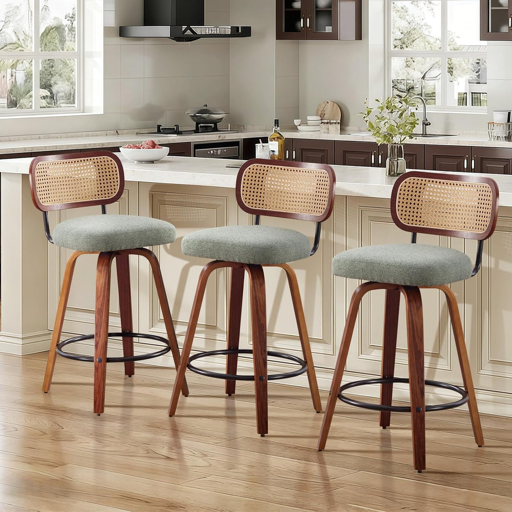 SoarFlash Modern Swivel Bar Stools Set of 3, 26" Counter Height Bar Stoo...