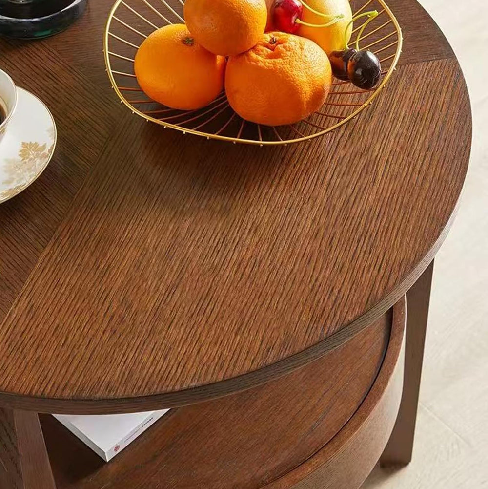 YUNMUAIR-Round Side Table with Drawer,2-Tier Vintage End Table with Storage,N...