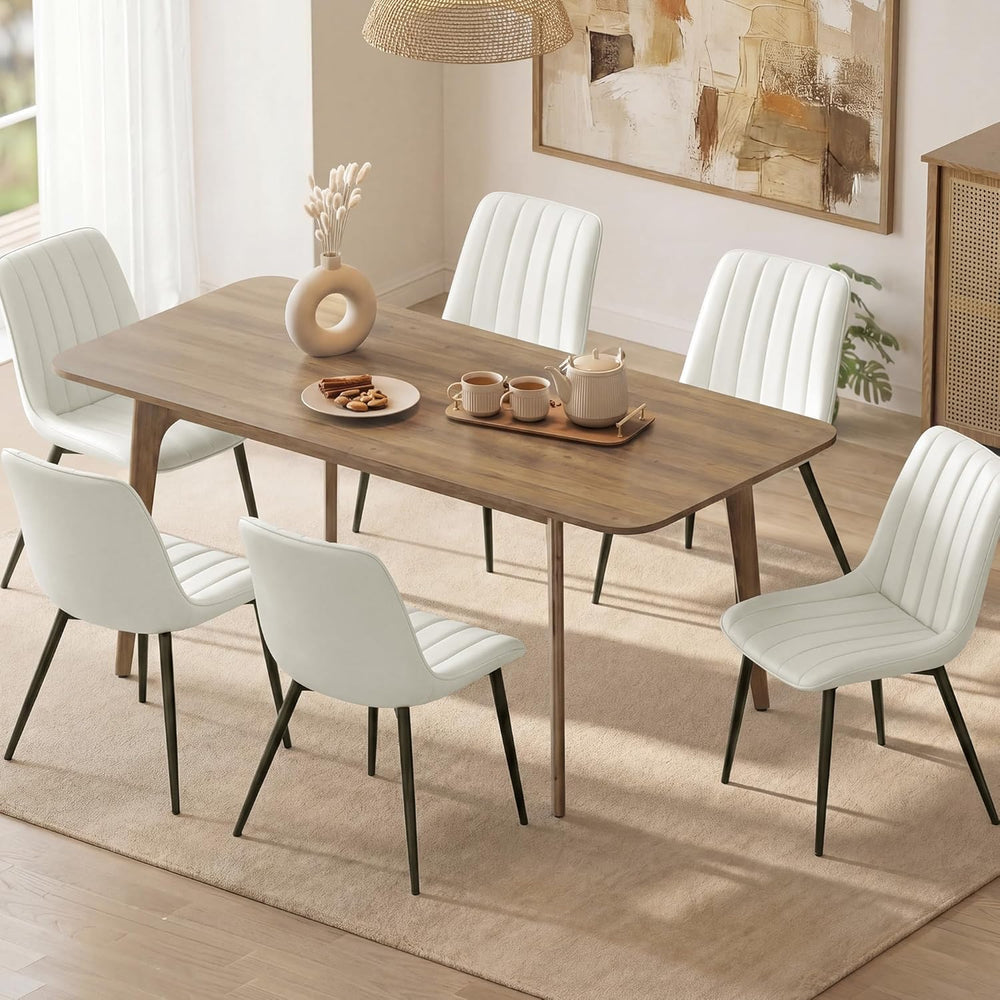 VASAGLE Dining Chairs Set of 6, Upholstered Kitchen Chairs, PU Leather