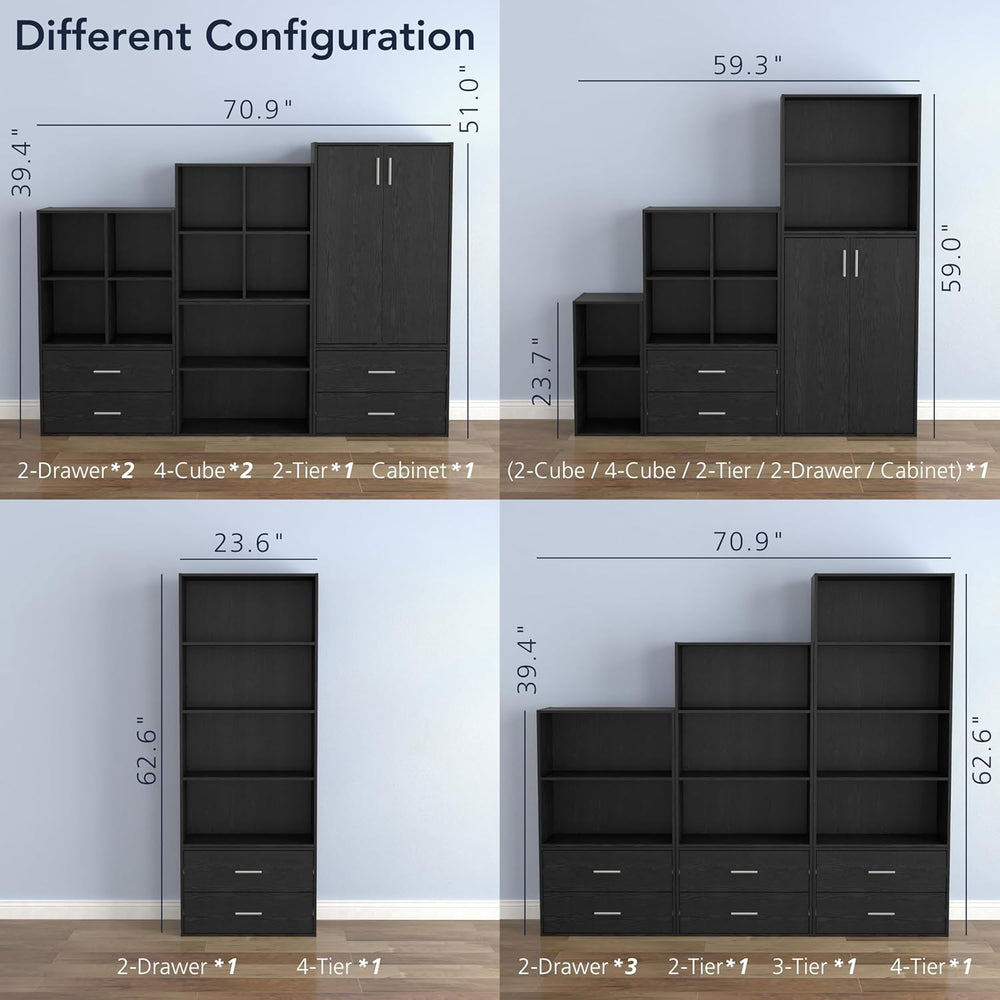 Homes: Inside + Out Apexa 3-Cube Storage Organizer Shelves, Stackable Wood Bo...