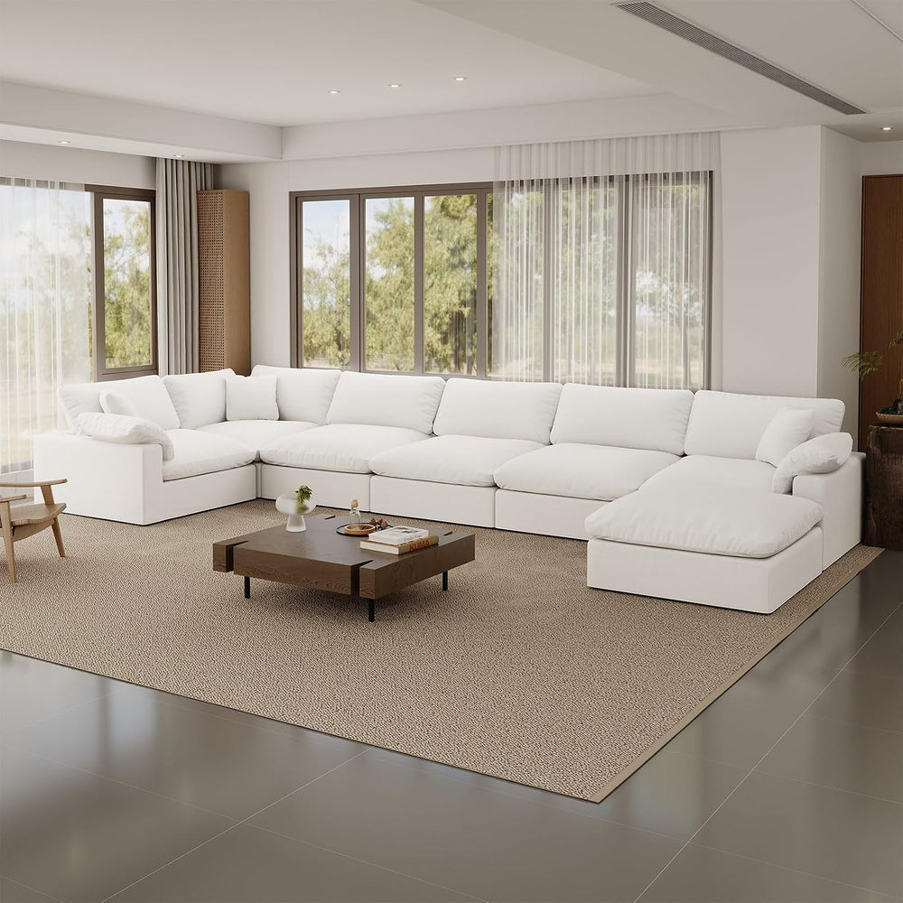 Cloud Modular Sectional Sofa,Oversize Down Filled Sofa 6 Seat with Chaise,Min...