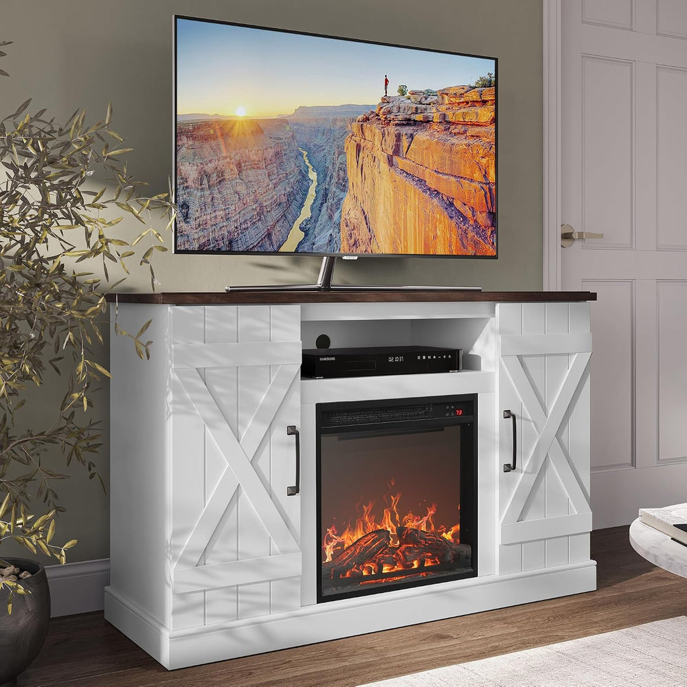 BELLEZE 47" TV Stand with 18" Electric Fireplace Heater & Media...