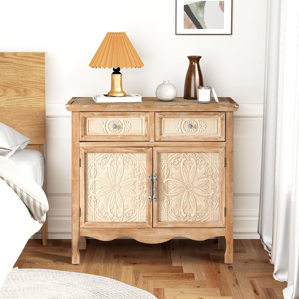 RoyalCraft Sideboard Buffet Cabinet, Solid Wood Accent Cabinet with 2 Carved ...