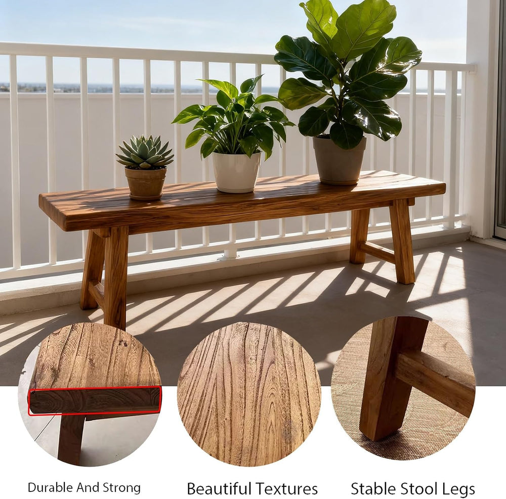 Farmhouse Indoor Wooden Living Room Dining Benchs Narrow Noodle Bench For Ent...