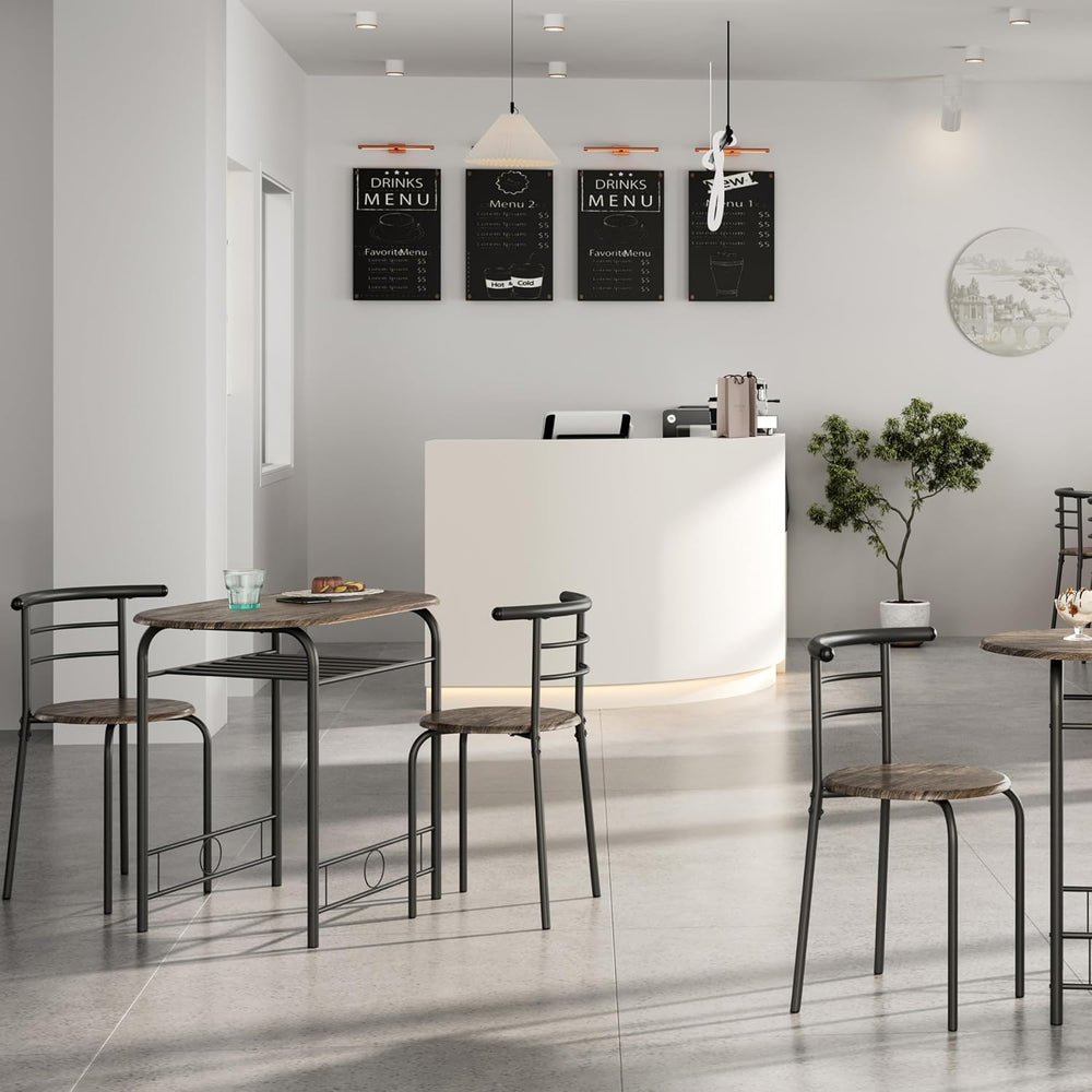 Yaheetech 3 Piece Dining Table Set for 2 Small Table and Chairs Drift Brown |...