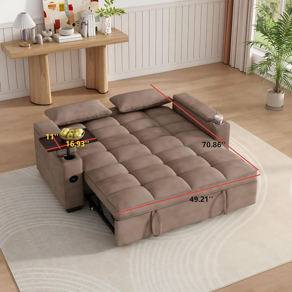 KEIKI 65" 3-in-1 Pull-Out Sofa Bed, Compact Convertible Sleeper Couch wi...