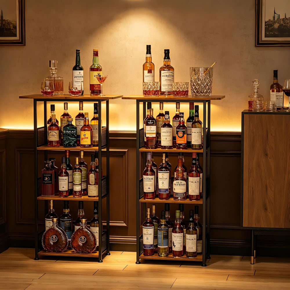 Eyteenokk Wine Rack Freestanding Floor:4 Tier Whiskey Wine Rack Mini Bar Cart...