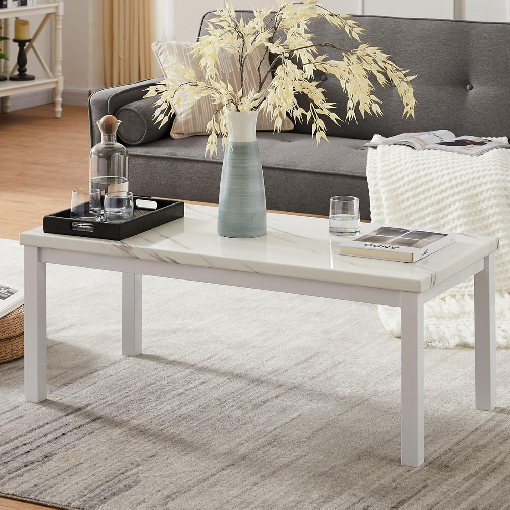Recaceik Coffee Table Set of 3, Modern Living Room Table Set, Faux Marble Cof...