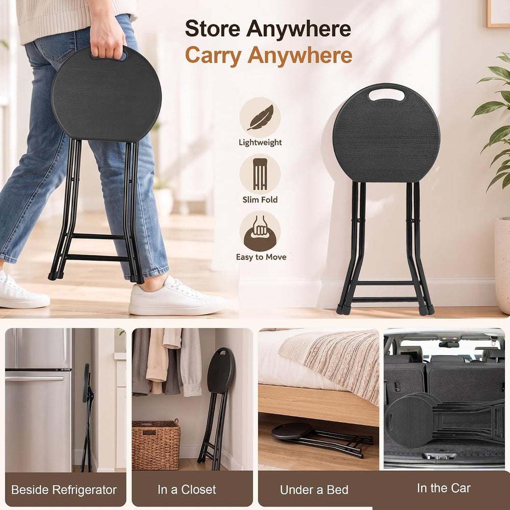 Folding Stool with Handle, Folding Chair,Folding Bar Stool with Non-Slip Feet...