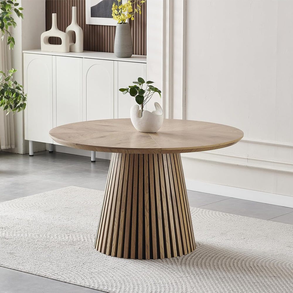 47.24'' Round Dining Table Wooden Circle Kitchen Dinner Table for Din...