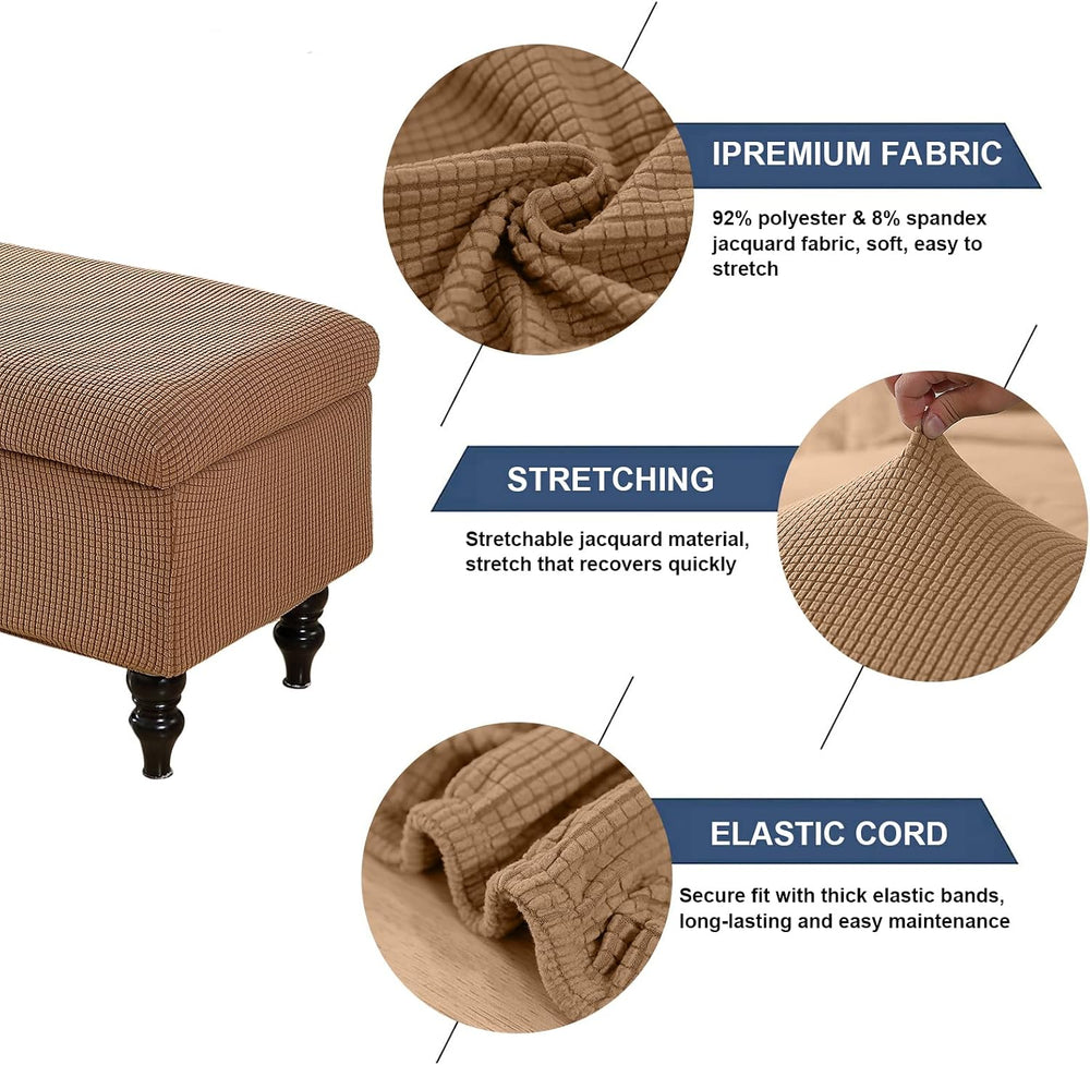 FUANGUI Ottoman Cover Slipcovers Rectangular Folding Stretch