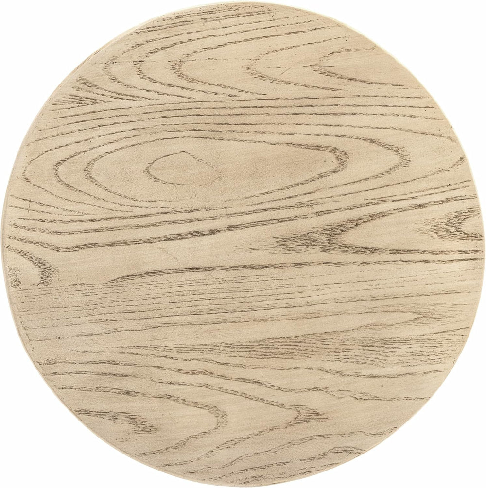FESTIVITY 17.91" Round MGO Side/End Table with Natural Stone & Wood-...