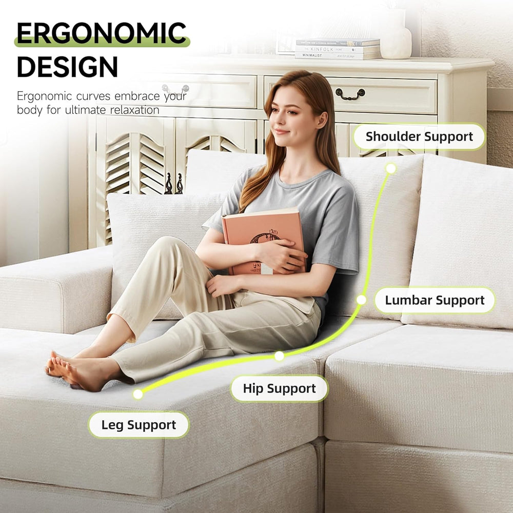 79" Cloud Loveseat Sofa Couch, Modular Foldable Floor Sofa with Ottoman,...