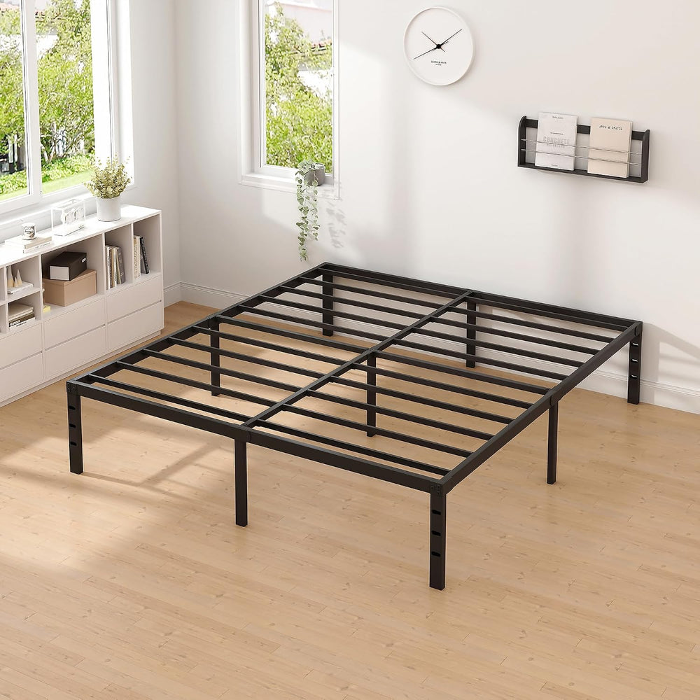 NEW JETO Metal Bed Frame,King Size Bed Frame with Storage Space,14 Inch