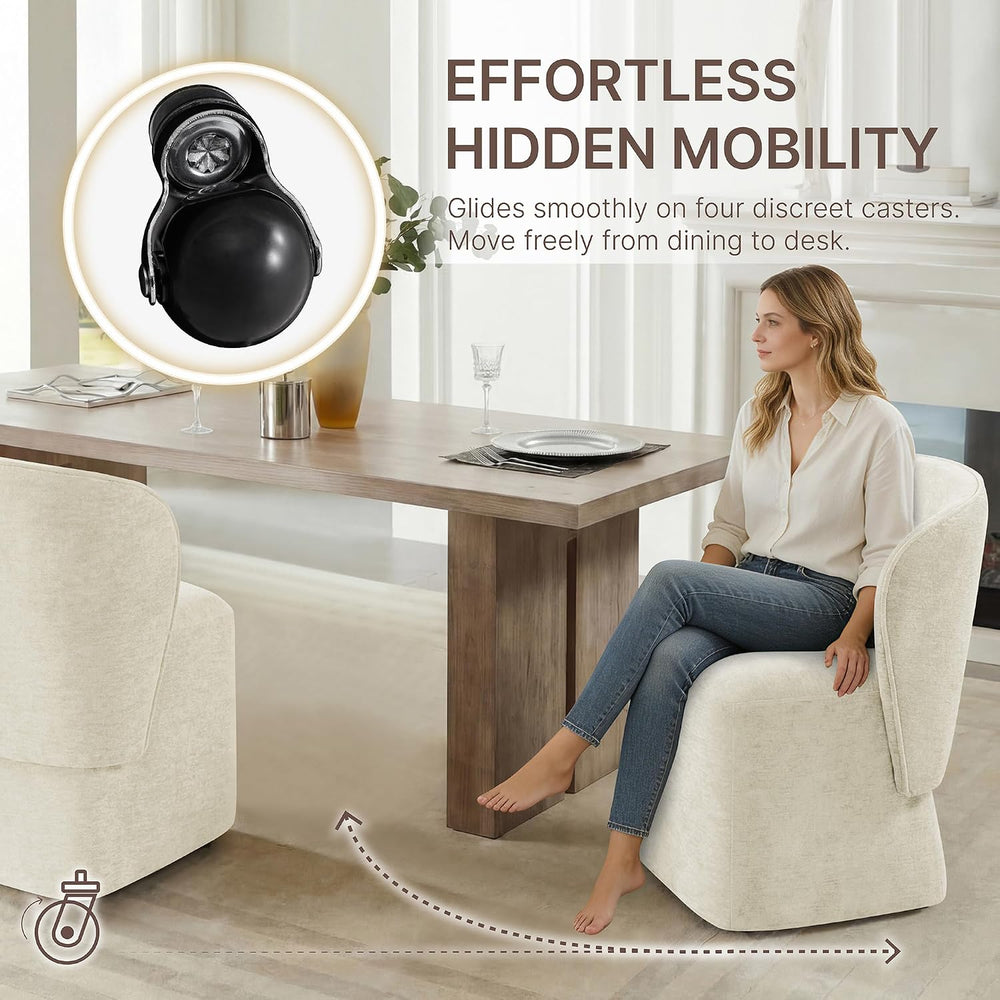 KISLOT Upholstered Dining Chairs with Wheels, Easy Assembly Stain Resistant F...