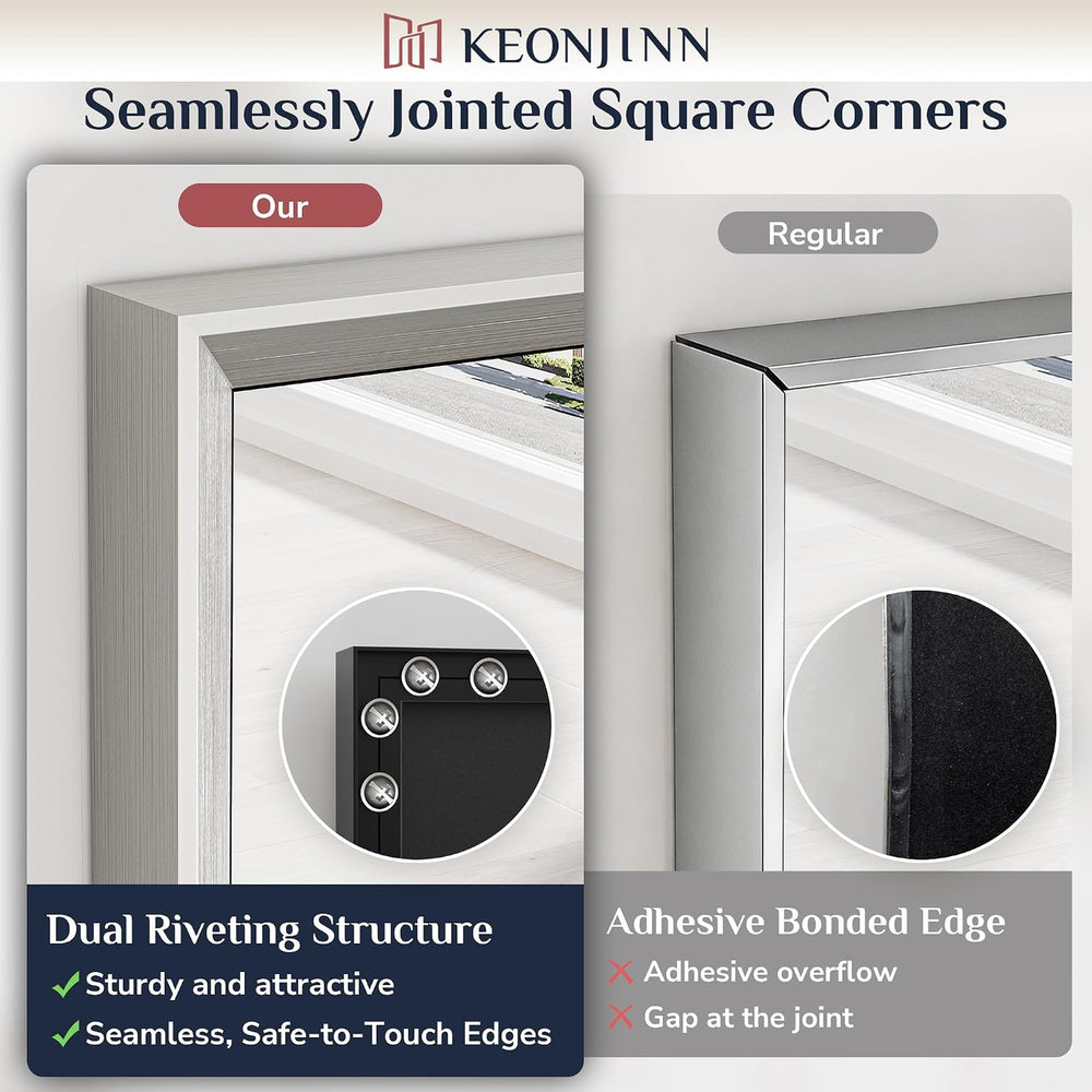 Keonjinn 48 x 30 Inch Brushed Nickel Bathroom Mirrors for Over Sink