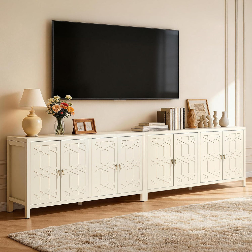 RoyalCraft Buffet Cabinet with Storage, 60" Modern Storage Cabinet, Beige