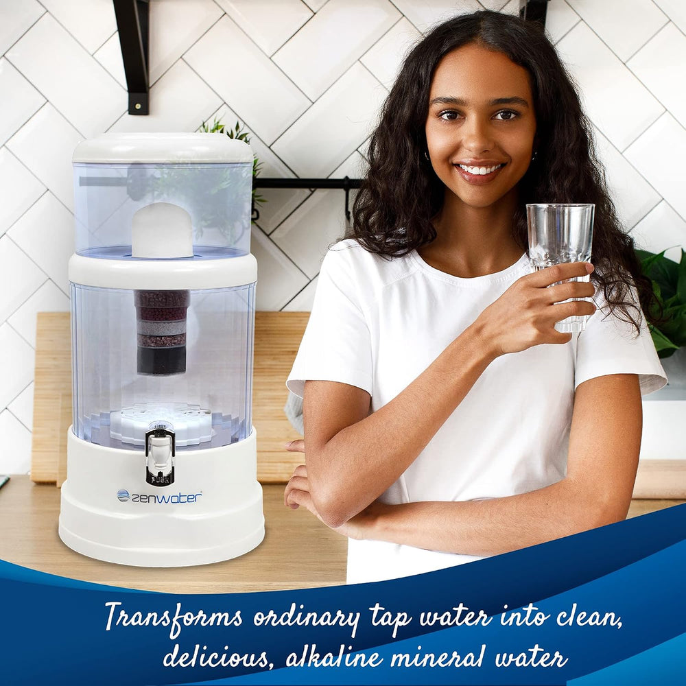 ZENWATER 4-Gallon Countertop Gravity Water Filter System - Portable Alkaline ...
