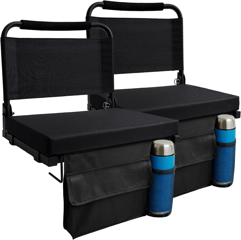 Stadium Seats for Bleachers with Back Support, 2 Pack Folding Bleacher Chairs...