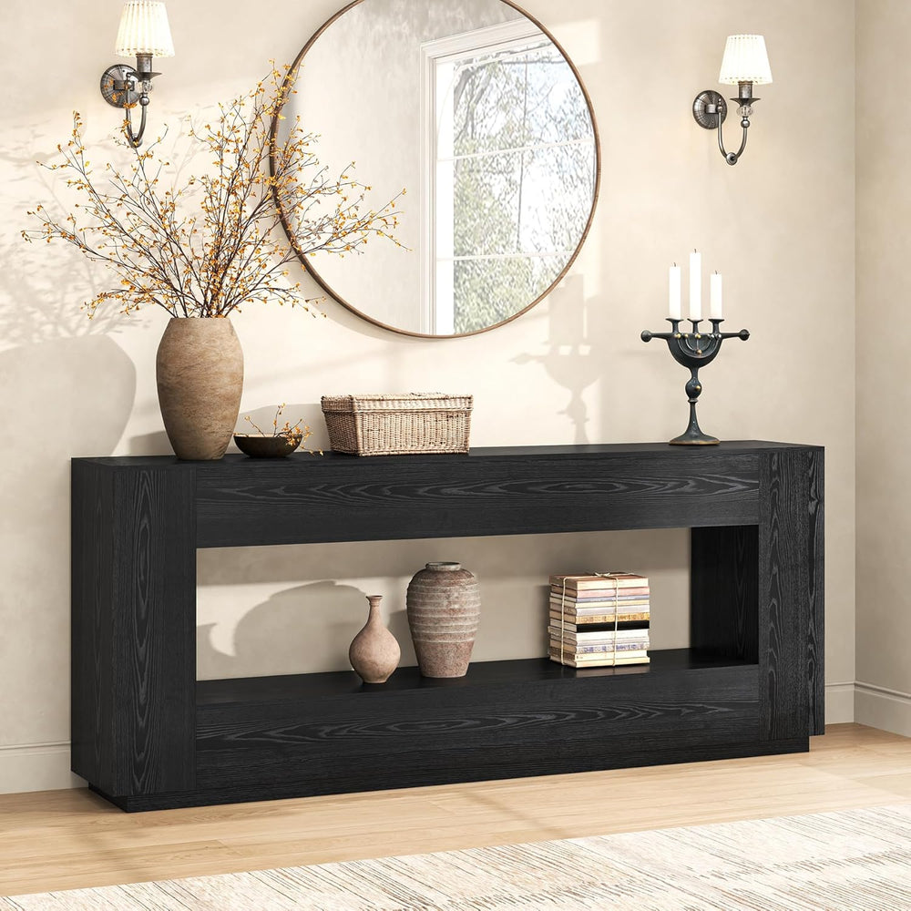 Epecoya 78 Inch Extra Long Console Table, 2-Tier Wood Entryway Table with Sto...