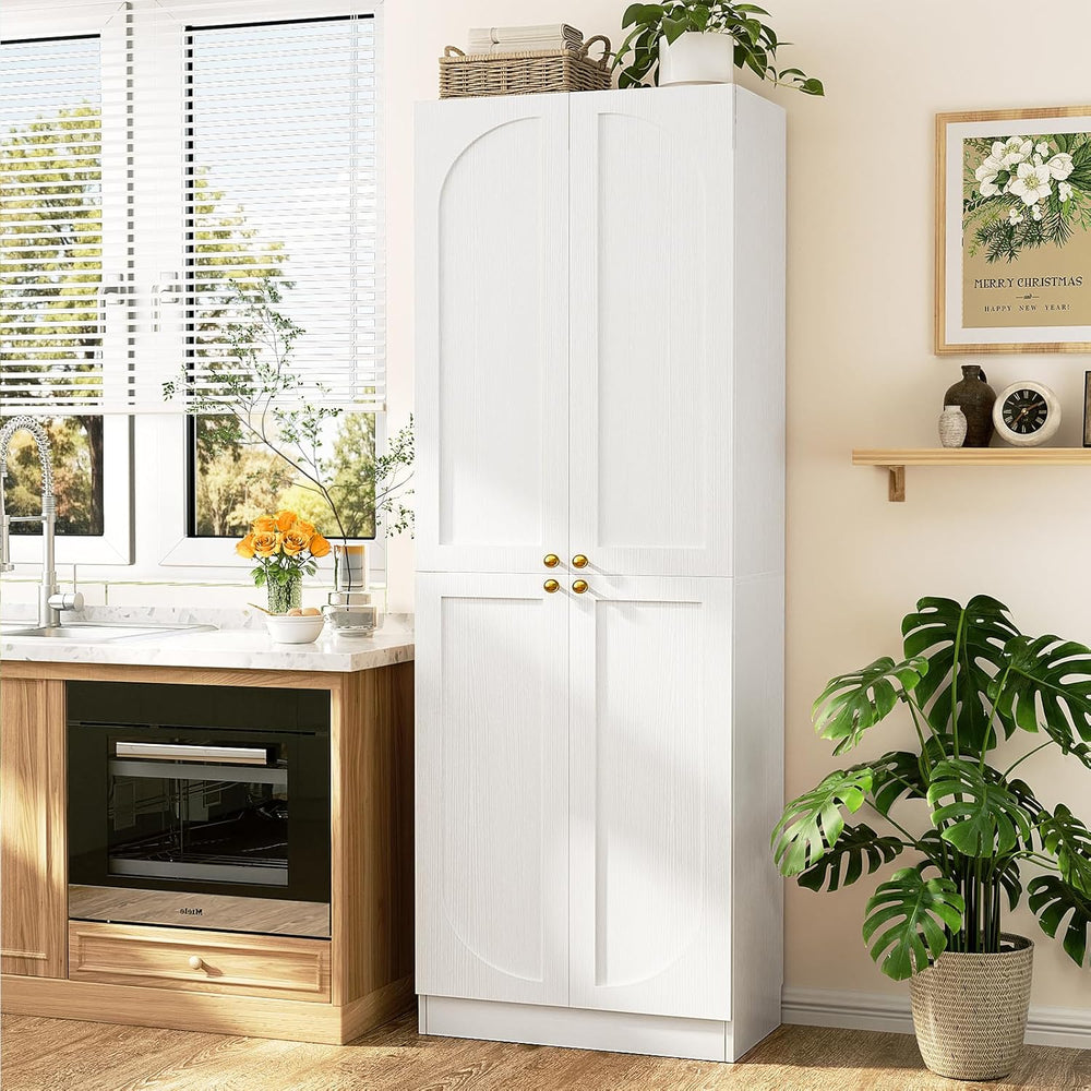 Cyclysio 80" Kitchen Pantry with 4 Soft Close Doors, Seamless Fit Wall |...