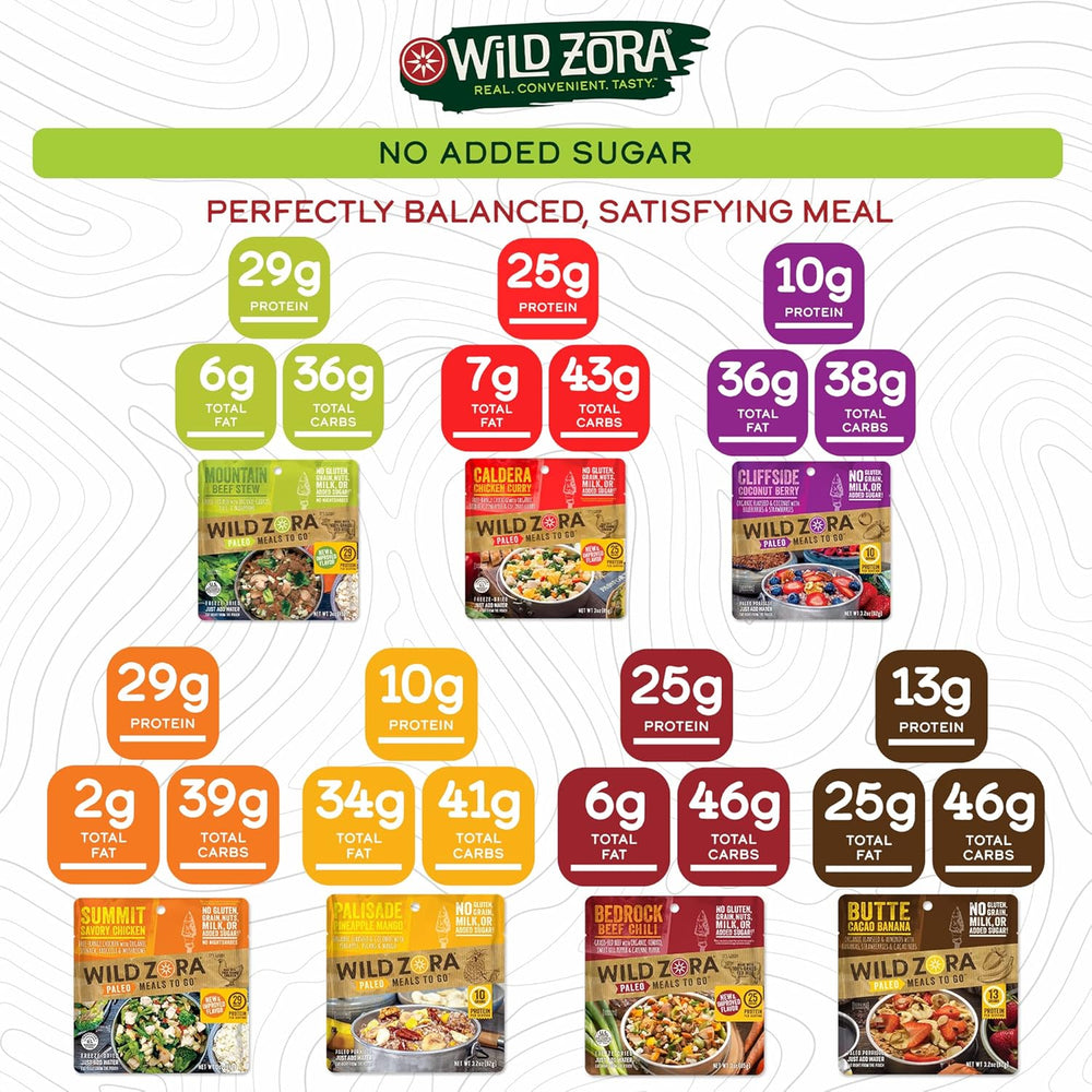 Wild Zora Paleo Freeze Dried Meals for Backpacking & Camping - Healthy Gl...