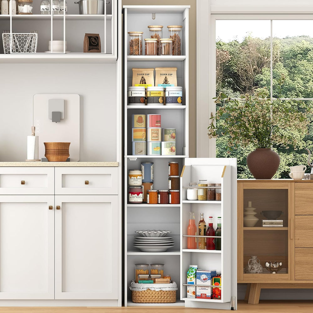 ChooChoo Narrow Kitchen Pantry Storage Cabinet, Slim Storage Cabinet with Adj...