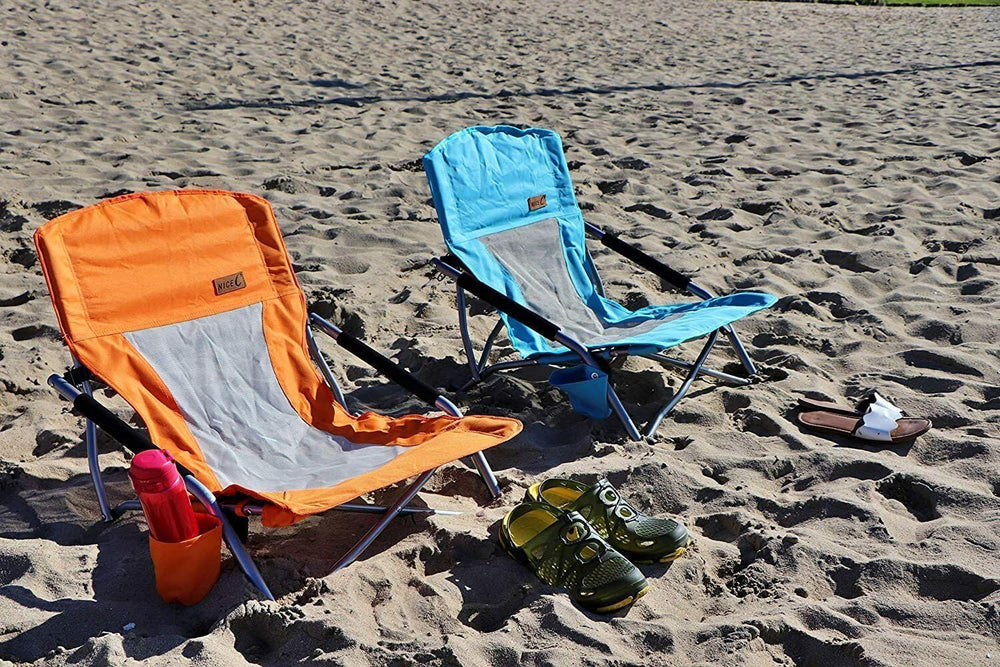 Nice C Low Beach Camping Folding Chair, River Sand Lake Chair (2 Pack Blue) |...