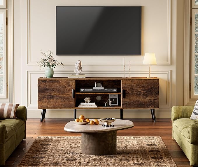 SUPERJARE TV Stand for 55 Inch TV, Entertainment Center with Adjustable Shelf...