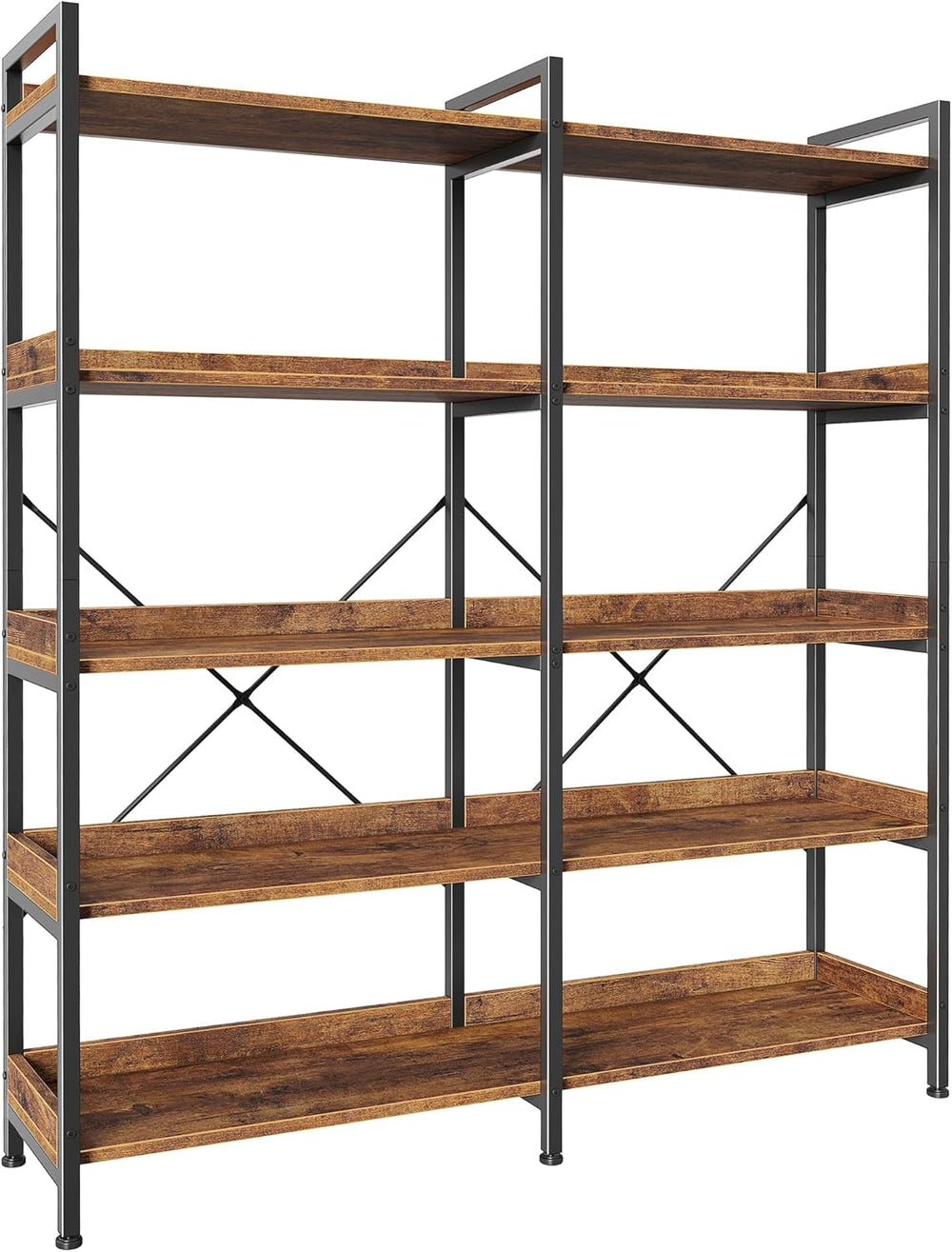 Huuger 5 Tier Bookshelf, Display Bookshelf with 10 Open Shelves and Raised Ba...