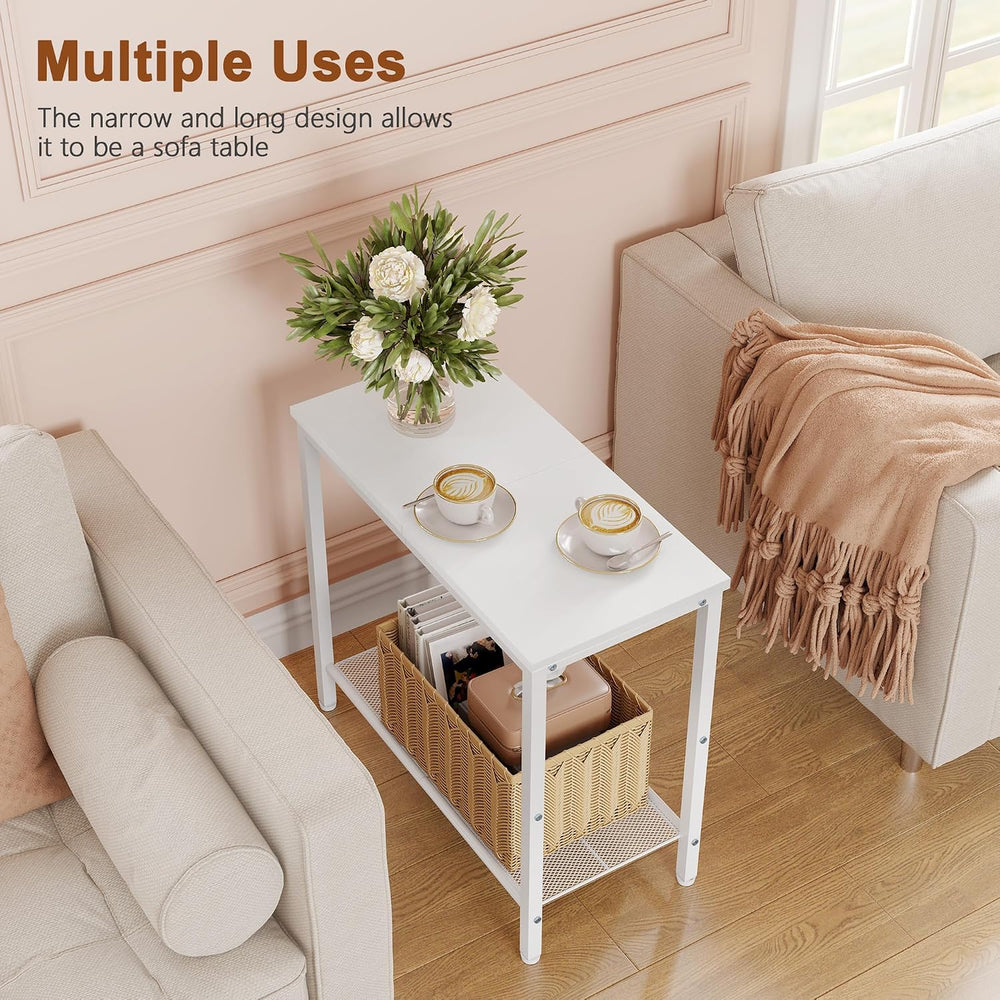 Hoctieon 2 Tier End Table, Sofa Side Table, Narrow Side Table with Storage, S...