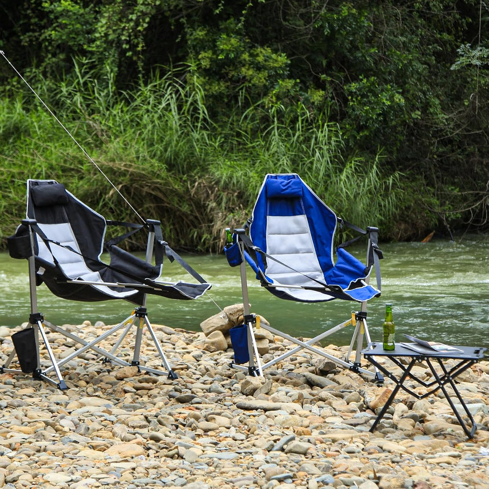 2-Pack Aluminum Hammock Chair with Footrest, Oversized Portable Folding Swing...