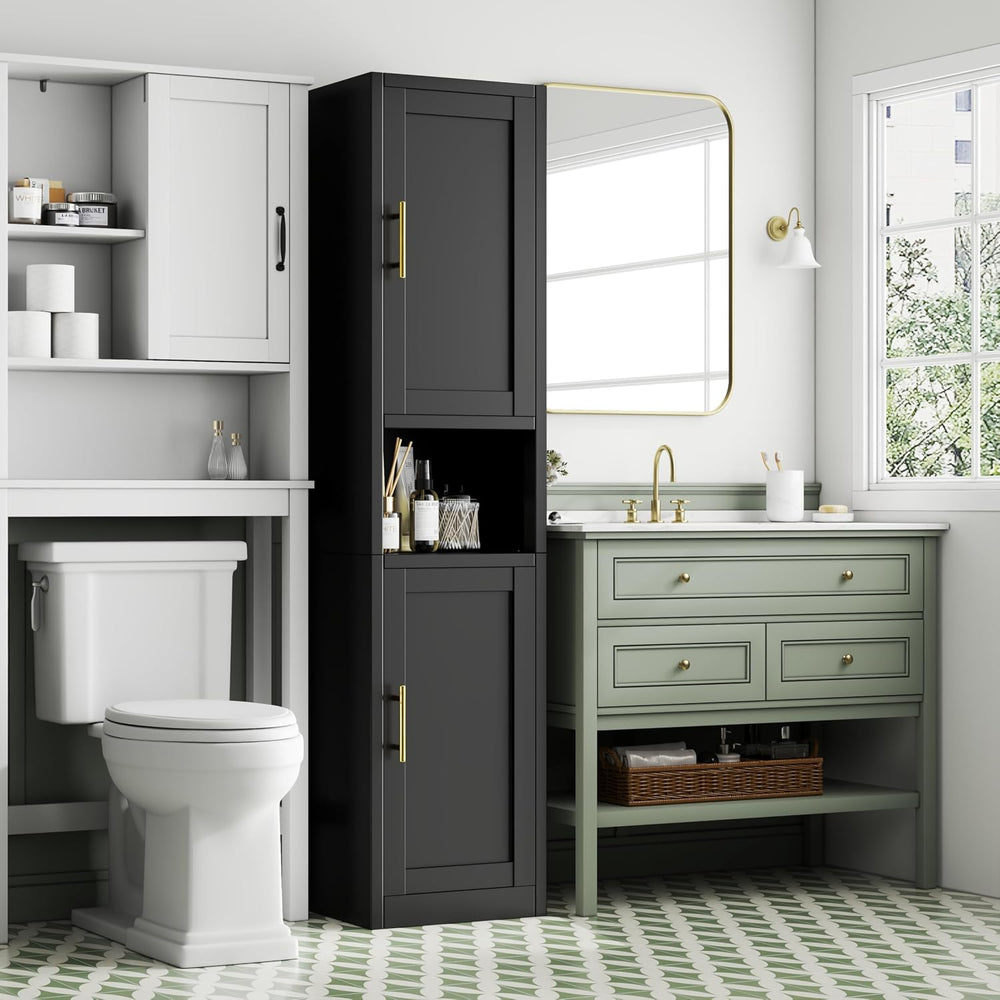 Tokawa 67” Tall Slim Storage Cabinet, 12 Inch Deep x 16 Inch Wide Metal Pantr...