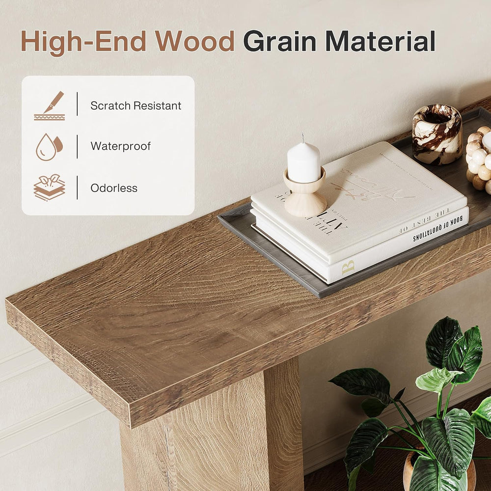 Tribesigns 71-Inch Long Console Table for Entryway, Wooden Sofa Table Behind ...