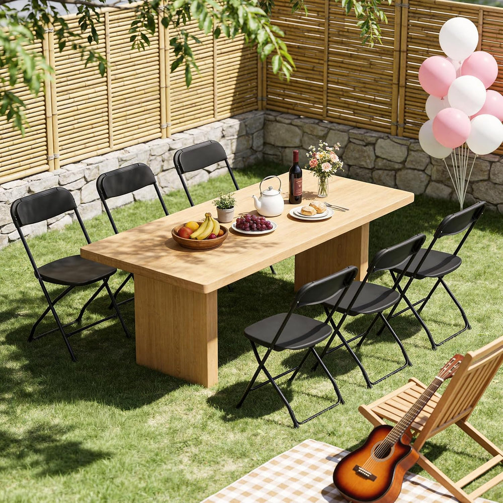 Black Folding Chairs 2 Pack, Plastic Folding Chairs for Outside, Heavy Duty F...