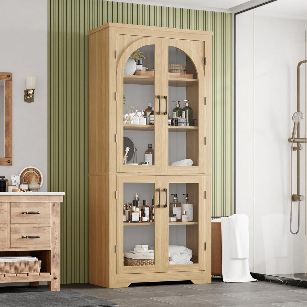 GarveeHome Kitchen Pantry Cabinet - 70" Tall Storage Cabinet with 4 Arch...