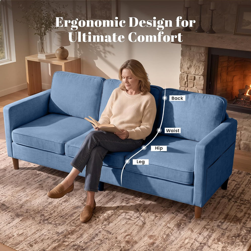 80" Chenille Sofa Mid Century Modern 3 Seater Couch for Living Room Office