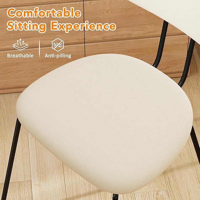 LSSPAID Dining Chairs Set of 2, Linen Fabric Upholstered Dining Room Chairs w...