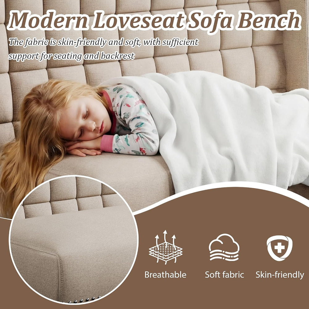 Andeworld Modern Loveseat Settee Bench Sofa Couch, Upholstered Banquette Dini...