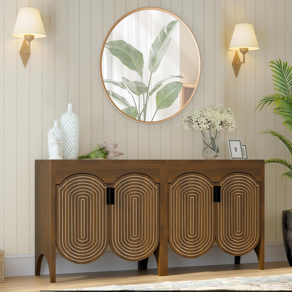 Fluted Sideboard Cabinet with Storage,Buffet Cabinet with Adjustable Shelves,...