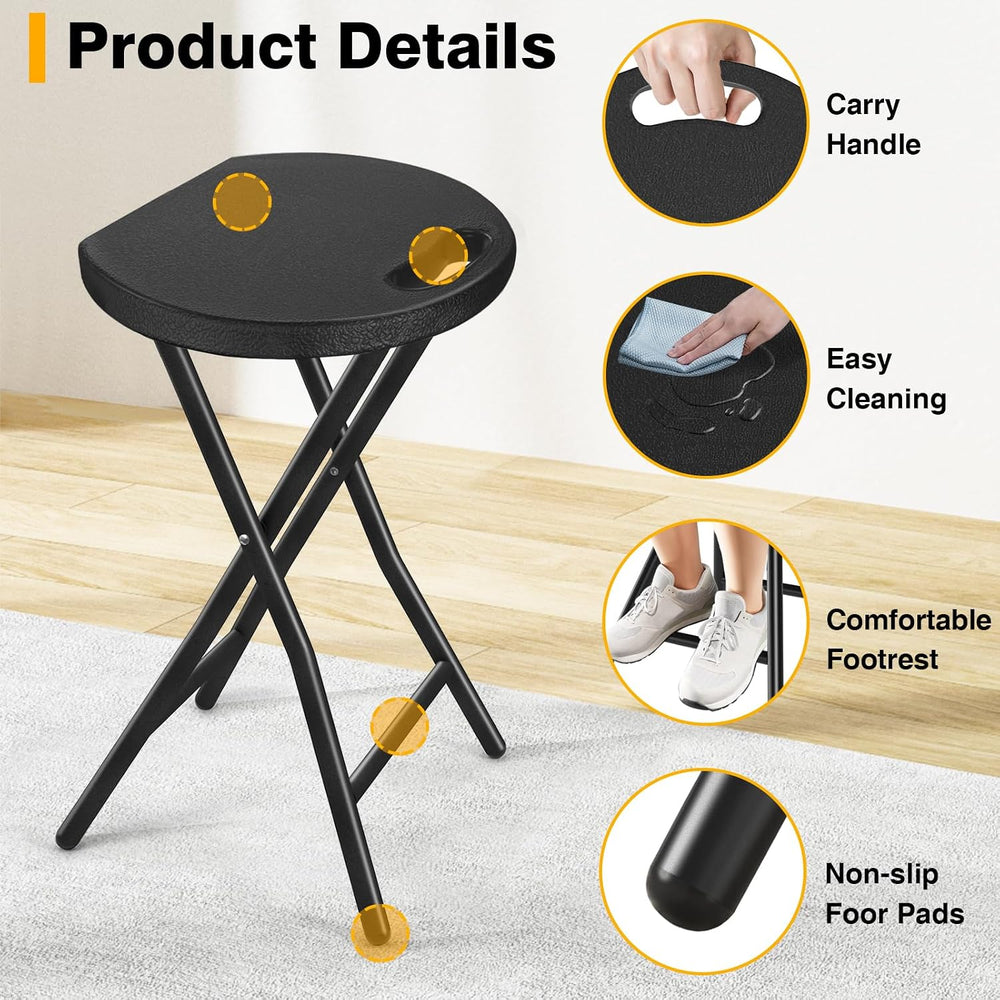 Portable Folding Chair with Handle, Heavy Duty Round Fold Stool Chair | 500lb...