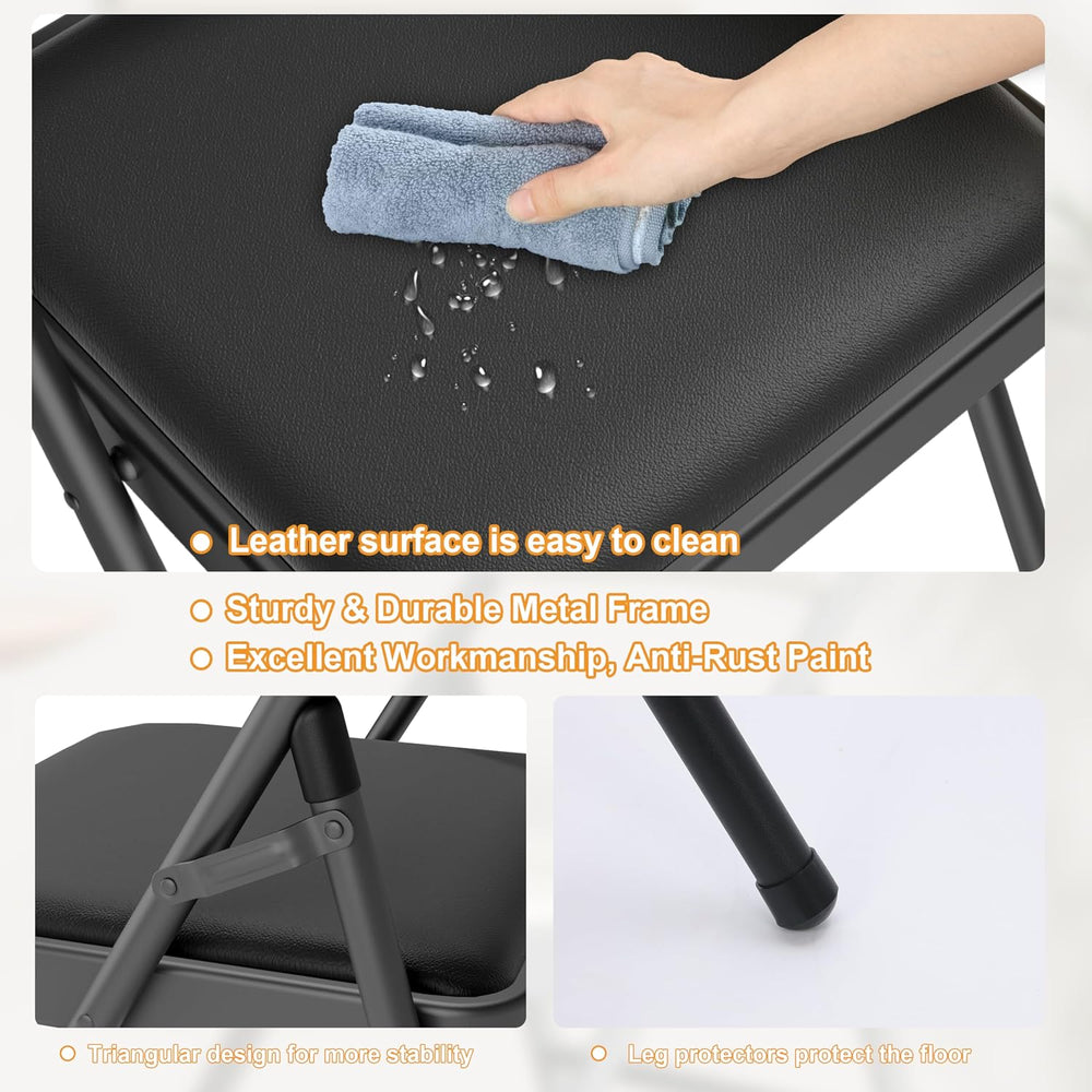 Folding Dining Table Set, 6FT Foldable Plastic Table with Carrying Handle &am...