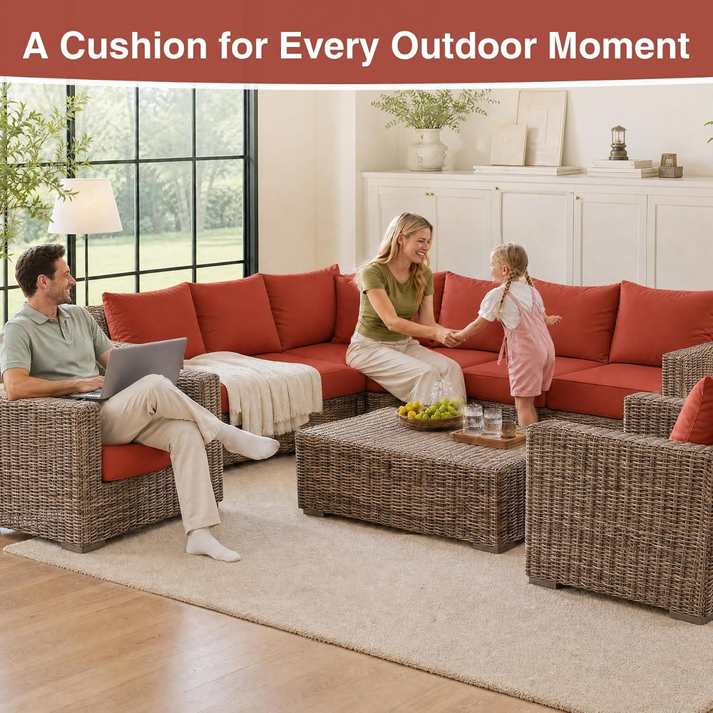 Favoyard Outdoor Patio Seat Cushions Set, 22 x 22 Inch, Waterproof, Red