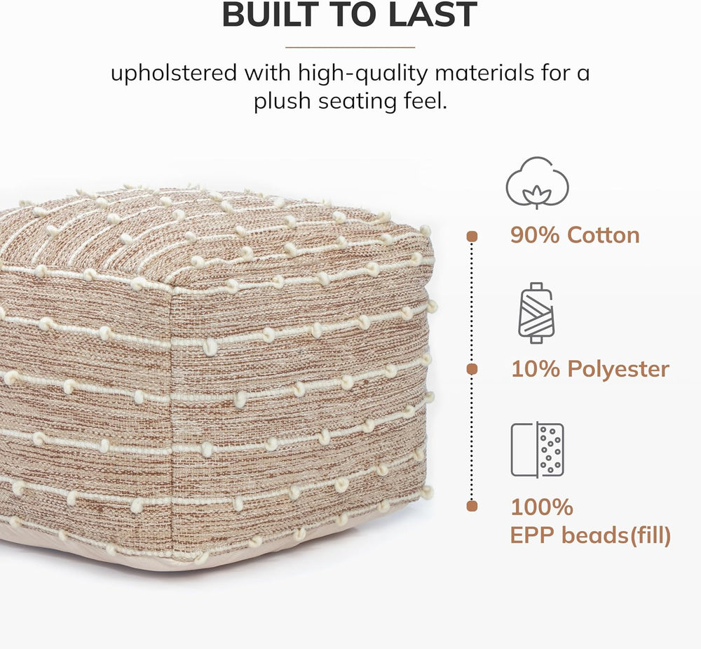 Anji Mountain 16" H x 22" W Handmade Pouf Ottoman for Living Room &...