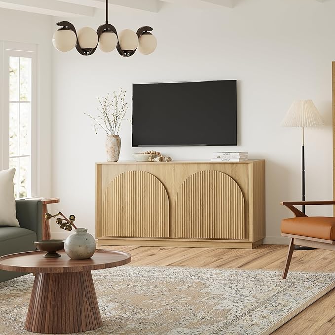 win2win Fluted Sideboard Buffet Cabinet with Storage, 65" Modern Accent ...