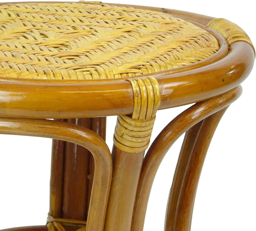 Natural Rattan Wicker Stool Breeze Plant Stand Handmade Design ECO, Cognac
