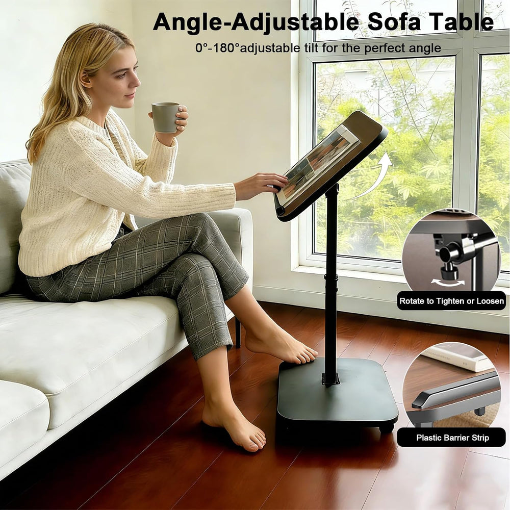 C Table End Table Adjustable Height, Rolling TV Tray Table for Small Spaces 1...