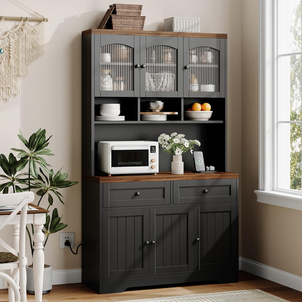 Garvee 71" Pantry Cabinet with Charging Station, Tall Kitchen Pantry Sto...