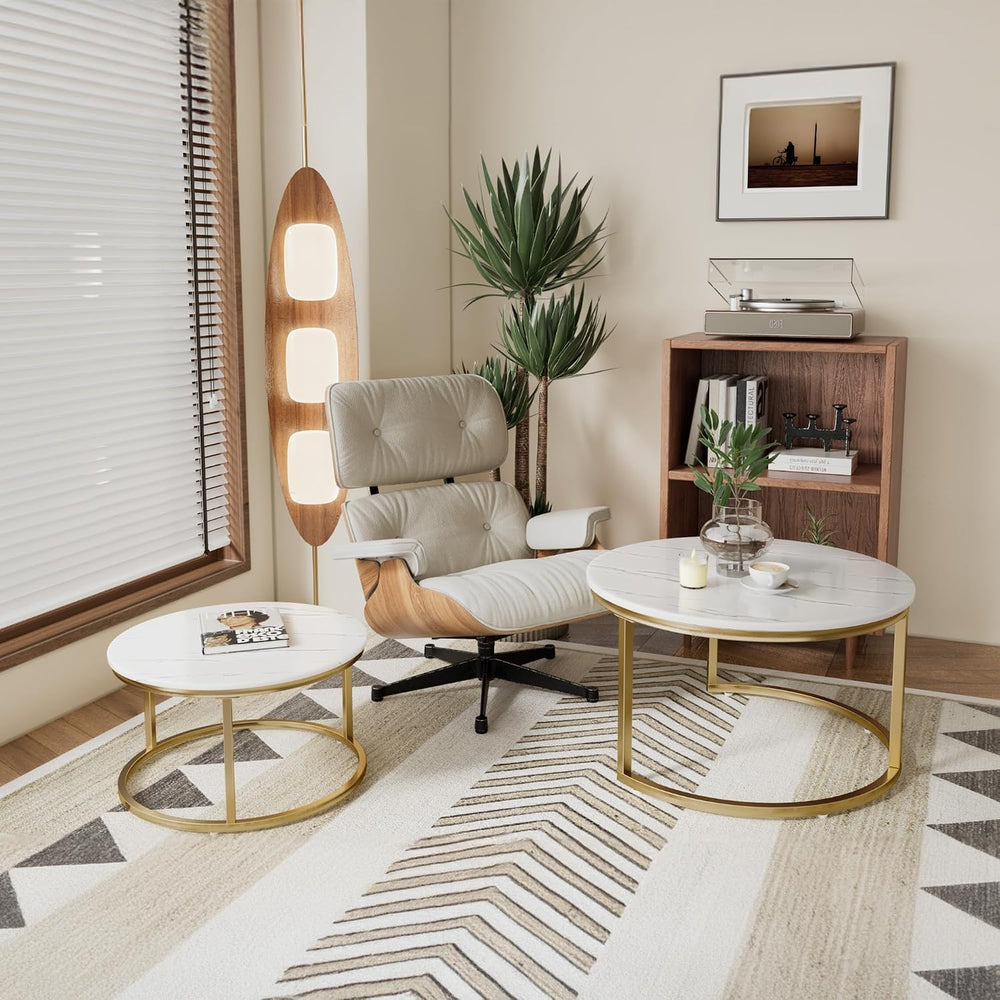 Otterease Nesting Tables Set of 2, 31.5" Round Coffee Table, Small Nesti...