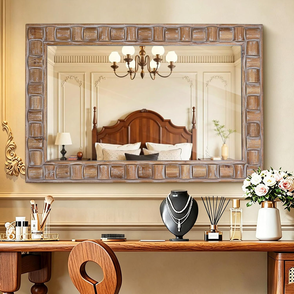 36x24 Inch Rustic Rectangle Wall Mirror